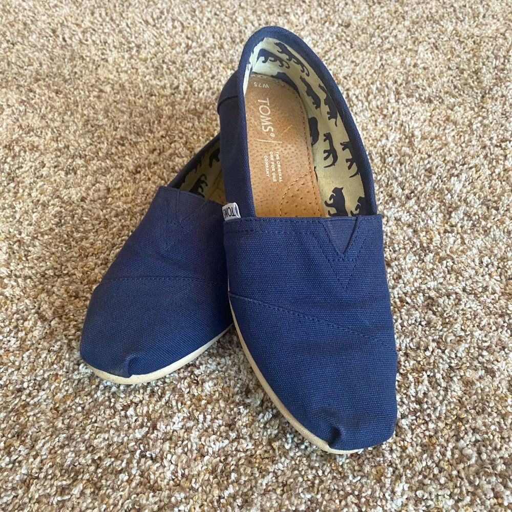 TOMs Navy Canvas Flat